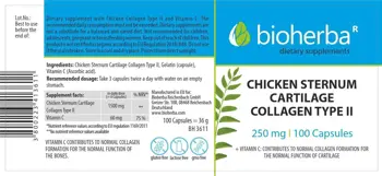 Bioherba Chicken Collagen Type II 250 мг Пилешки Колаген тип II за стави