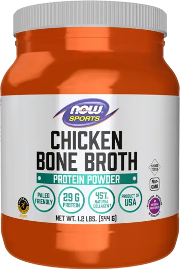 NOW Foods Chicken Protein Bone Broth Протеин от Пилешка Кост - 544 грама, 17 дози