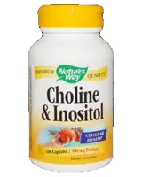 Nature's Way Choline 250 mg & Inositol 250 mg Подкрепа за черен дроб и метаболизъм х 100 капсули