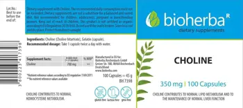 Bioherba Choline 350 mg Холин за метаболизъм и черен дроб