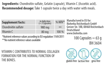 Bioherba Chondroitin Sulfate 590 mg Подкрепа за ставите и хрущяла х 100 капсули