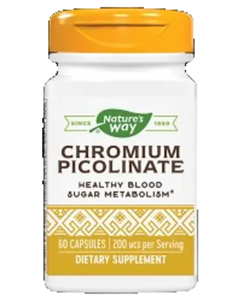 Nature's Way Chromium Picolinate 200 mcg За здрав метаболизъм на кръвната захар х 60 капсули