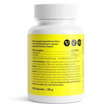ZEINpharma Цинк Бисглицинат (Zinc Bisglycinate) 15 mg За силна имунна система х 120 капсули