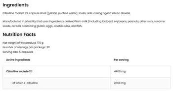 OstroVit Citrulline 4400 мг Caps Цитрулин Малат на Капсули - 150 капсули, 30 дози