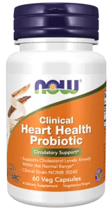 NOW Foods Clinical Heart Health Probiotic Lactobacillus reuteri LRC™ 2.5 Billion Пробиотичен Щам в Подкрепа на Сърцето - 60 веге капсули, 60 дози