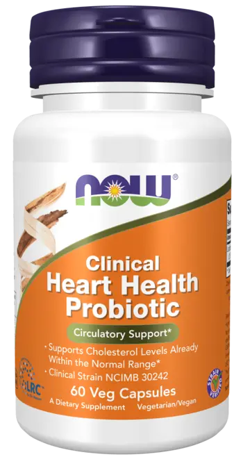 NOW Foods Clinical Heart Health Probiotic Lactobacillus reuteri LRC™ 2.5 Billion Пробиотичен Щам в Подкрепа на Сърцето - 60 веге капсули, 60 дози