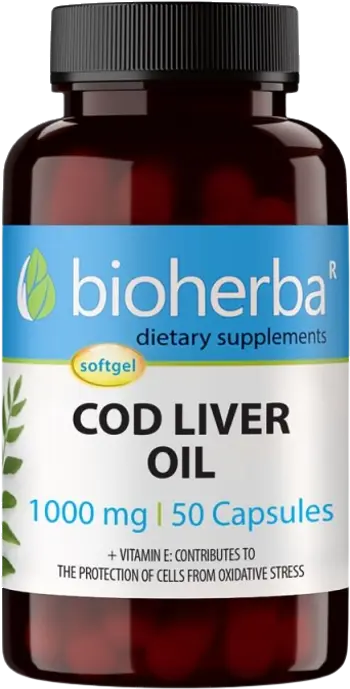 Bioherba Cod Liver Oil 1000 mg Масло от черен дроб на треска с Витамин Е