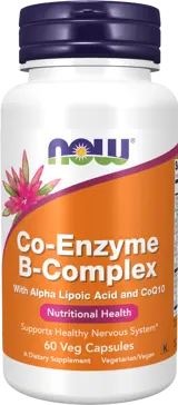 NOW Foods Co-Enzyme B-Complex Ко-ензим Q10 + Витамин Б-Комплекс - 60 веге капсули, 30 дози