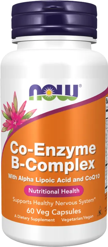 NOW Foods Co-Enzyme B-Complex Ко-ензим Q10 + Витамин Б-Комплекс - 60 веге капсули, 30 дози