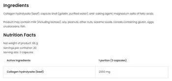 OstroVit Collagen 2550 мг Хидролизиран Колаген на Капсули - 90 капсули, 30 дози