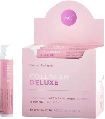 Swedish Collagen Collagen Deluxe Liquid Хидролизирани морски колагенови пептиди с хиалуронова киселина, витамини и минерали