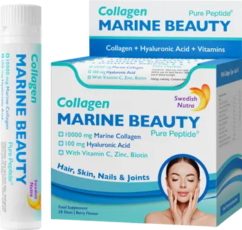 Swedish Nutra Collagen Marine Beauty added Vitamin C, Zinc, Biotin and Hyaluronic Acid За здрава кожа, коса, нокти и стави