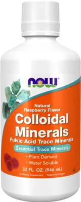 NOW Foods Colloidal Minerals Fulvic Acid Trace Minerals Raspberry Flavor Колоидни Минерали с Вкус на Малина - 946 мл, 32 дози