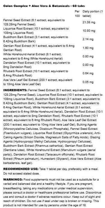 Holland And Barrett Colon Complex + Aloe Vera & Botanicals За здраве на червата и храносмилането