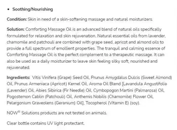 NOW Foods Comforting Massage Oil Paraben Free Успокояващо Масажно Масло - 473 мл
