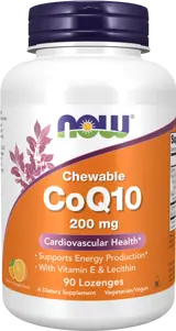 NOW Foods CoQ10 200 мг Chewable Коензим Q10 Убиквинон - 90 подезични таблетки, 90 дози