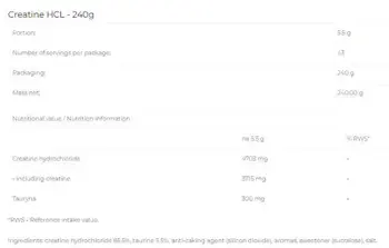 6PAK Nutrition Creatine HCL Powder Креатин Хидрохлорид на Прах - 240 грама, 43 дози