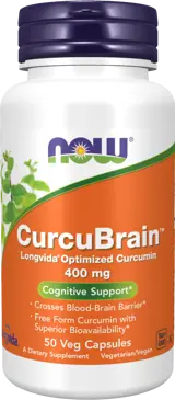 NOW Foods CurcuBrain™ 400 мг Longvida® Optimized Curcumin Куркумин - 50 веге капсули, 50 дози