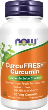 NOW Foods Curcumin CurcuFRESH Куркумин от Изсушени Екстракти от Корени на Куркума - 60 веге капсули, 60 дози