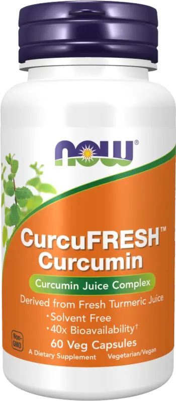NOW Foods Curcumin CurcuFRESH Куркумин от Изсушени Екстракти от Корени на Куркума - 60 веге капсули, 60 дози