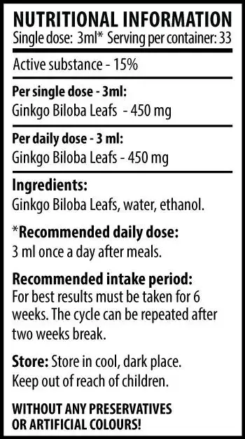 Cvetita Herbal GINKGO BILOBA MAX За подобрено кръвообращение и концентрация 100 мл