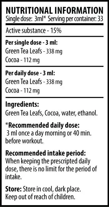 Cvetita Herbal Green Tea with Cocoa Екстракт от зелен чай и какао за енергия и метаболизъм 100 мл