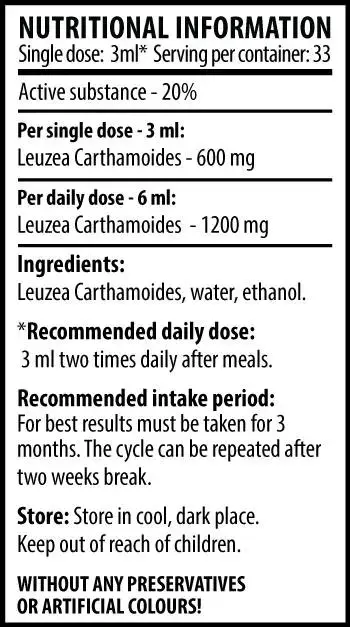 Cvetita Herbal LEUZEA MAX Екстракт от левзея за сила и енергия 100 мл