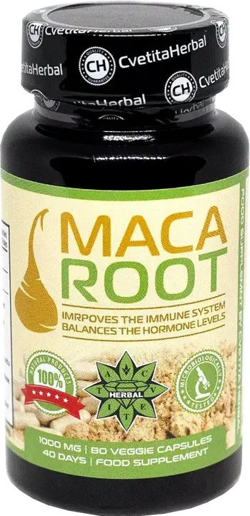 Cvetita Herbal Maca Root В подкрепа на енергията и хормоналния баланс - 80 капсули