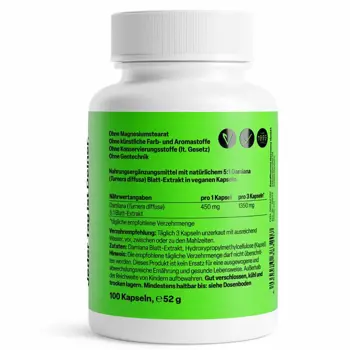 ZEINpharma Damiana 450 mg Екстракт от Дамиана за либидо и нервна система - 100 капсули