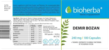 Bioherba Demir Bozan 240 mg Билкова формула за сърдечно-съдова система и имунитет