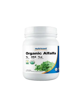 Nutricost Organic Alfalfa Детоксикация, женско здраве - 454 g прах