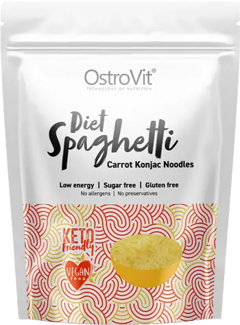 OstroVit Diet Spaghetti + Carrot Keto-Friendly Low-Calorie Konjac Noodles Спагети Конняк Глюкоманан - 400 грама