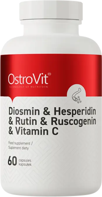 OstroVit Diosmin + Hesperidin + Rutin + Ruscogenin + Vitamin C / Специализирана Формула в Подкрепа на Кръвоносните Съдове - 60 капсули, 30 дози