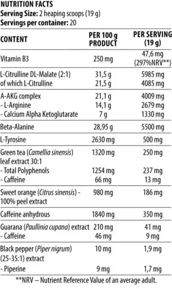 Dorian Yates Nutrition Blood & Guts The Mind & Body Pre-Workout Азотен Бустер без Креатин - 340 грама, 20 дози