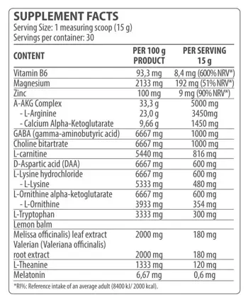 Dorian Yates Nutrition Sleep & Relax GH Booster Специализирана Формула за Релакс и Сън - 450 грама, 30 дози