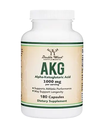 Double Wood Supplements AKG Alpha Ketoglutaric Acid 1000 мг Алфа-Кетаглутарова Киселина - 180 капсули за 3 месеца прием, 180 дози