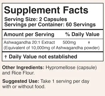 Double Wood Supplements Ashwаgandha 250 мг 20:1 Extract Ашваганда При Стрес, Умора, Безпокойство - 120 капсули за 2 или 4 месеца прием, 60 дози