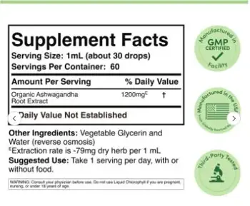 Double Wood Supplements Ashwagandha Drops 1200 мг Ашваганда За Нервен Баланс, Устойчивост на Стрес и Вътрешно Спокойствие - 60 мл капки, 60 дози