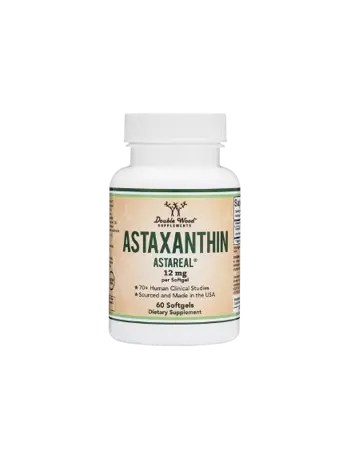 Double Wood Supplements Astaxanthin 12 мг Антиоксидант Астаксантин (Astaxanthin Astareal) - 60 софтгел капсули за двумесечен прием, 60 дози