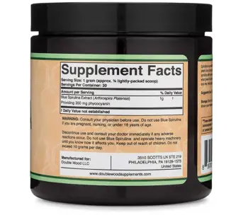 Double Wood Supplements Blue Spirulina Синя Спирулина Прах - 30 грама прах, 30 дози