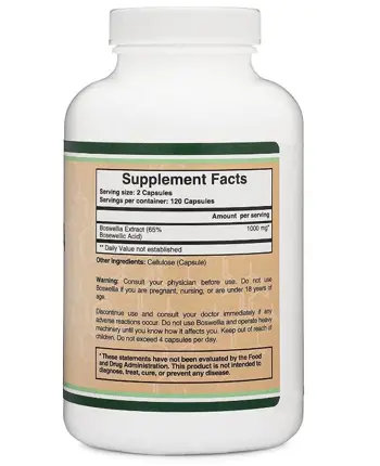 Double Wood Supplements Boswellia Extract Босвелия (екстракт) При Възпаление и Болка - 240 капсули за 4 месеца прием, 120 дози
