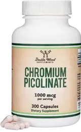 Double Wood Supplements Chromium Picolinate 500 мкг Хром (пиколинат) Контрол на Кръвната Захар и Апетита, 500 µg - 300 капсули, 150 дози