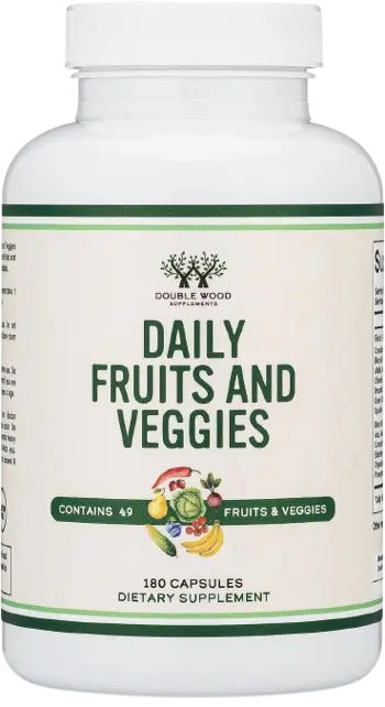 Double Wood Supplements Daily Fruits and Veggies Витаминен Бустер Екстракти от Плодове и Зеленчуци - 180 капсули за 2 месеца прием, 60 дози