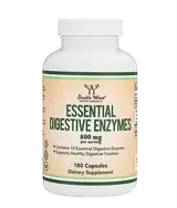 Double Wood Supplements Essential Digestive Enzymes 400 мг Храносмилателни Ензими за Стомашен Комфорт - 180 капсули за 3 или 6 месеца прием, 90 дози