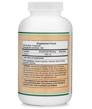 Double Wood Supplements Glycine 1000 мг Глицин - 300 капсули, 150 дози