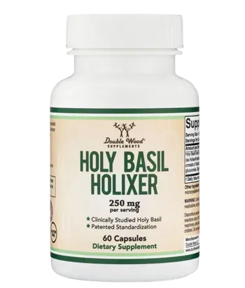 Double Wood Supplements Holy Basil Holixer 250 мг Свещен Босилек При Стрес и Лошо Настроение - 60 капсули, 60 дози