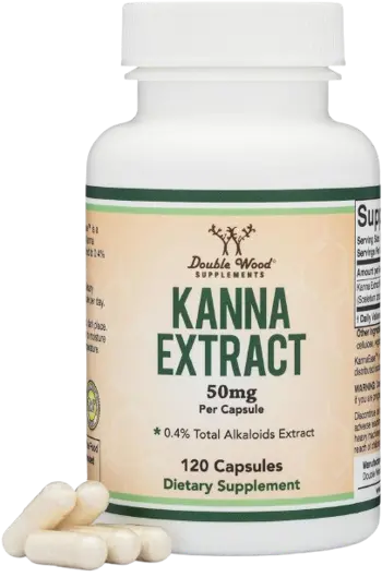 Double Wood Supplements Kanna Extract 50 мг Канна за Добро Настроение, Мотивация и Тонус - 120 капсули за 4 месеца прием, 120 дози
