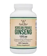 Double Wood Supplements Korean Panax Ginseng 1000 мг Корейски Женшен - 240 капсули за 4 месеца прием, 120 дози
