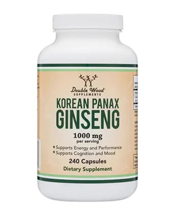 Double Wood Supplements Korean Panax Ginseng 1000 мг Корейски Женшен - 240 капсули за 4 месеца прием, 120 дози