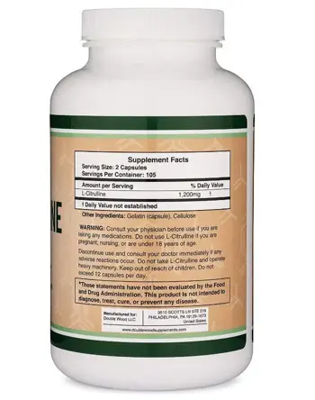 Double Wood Supplements L-Citrulline 1200 мг Л-Цитрулин - 210 капсули за 105 дни прием, 105 дози